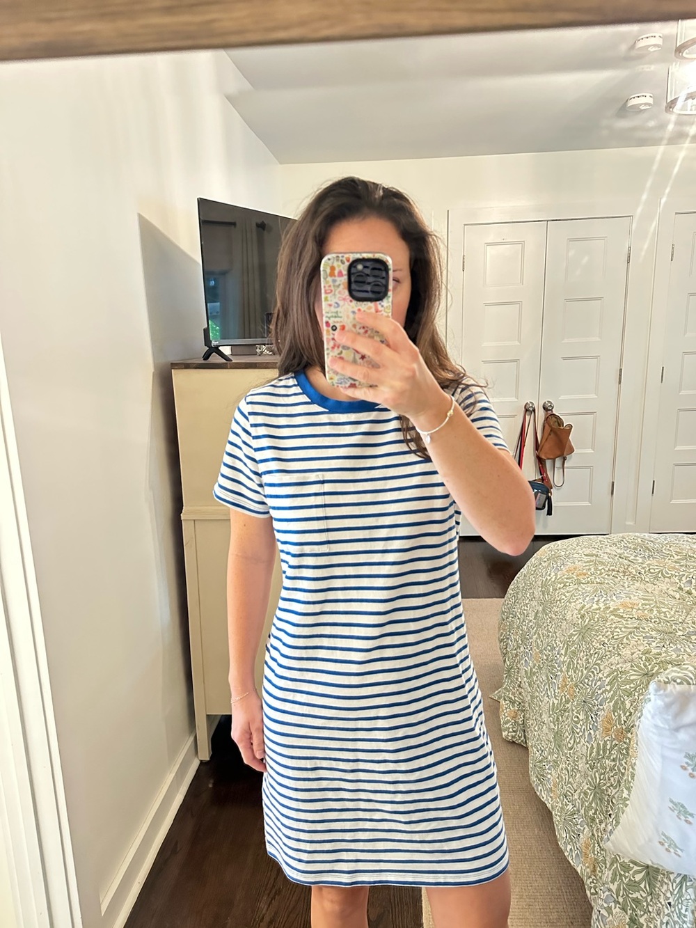 Banana Republic Blue & White Striped T-Shirt Dress | Size S